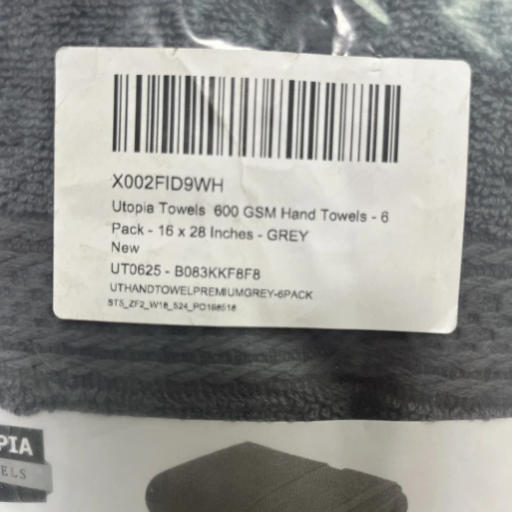 Utopia Towels Package of 6 Hand Towels in Grey, 16